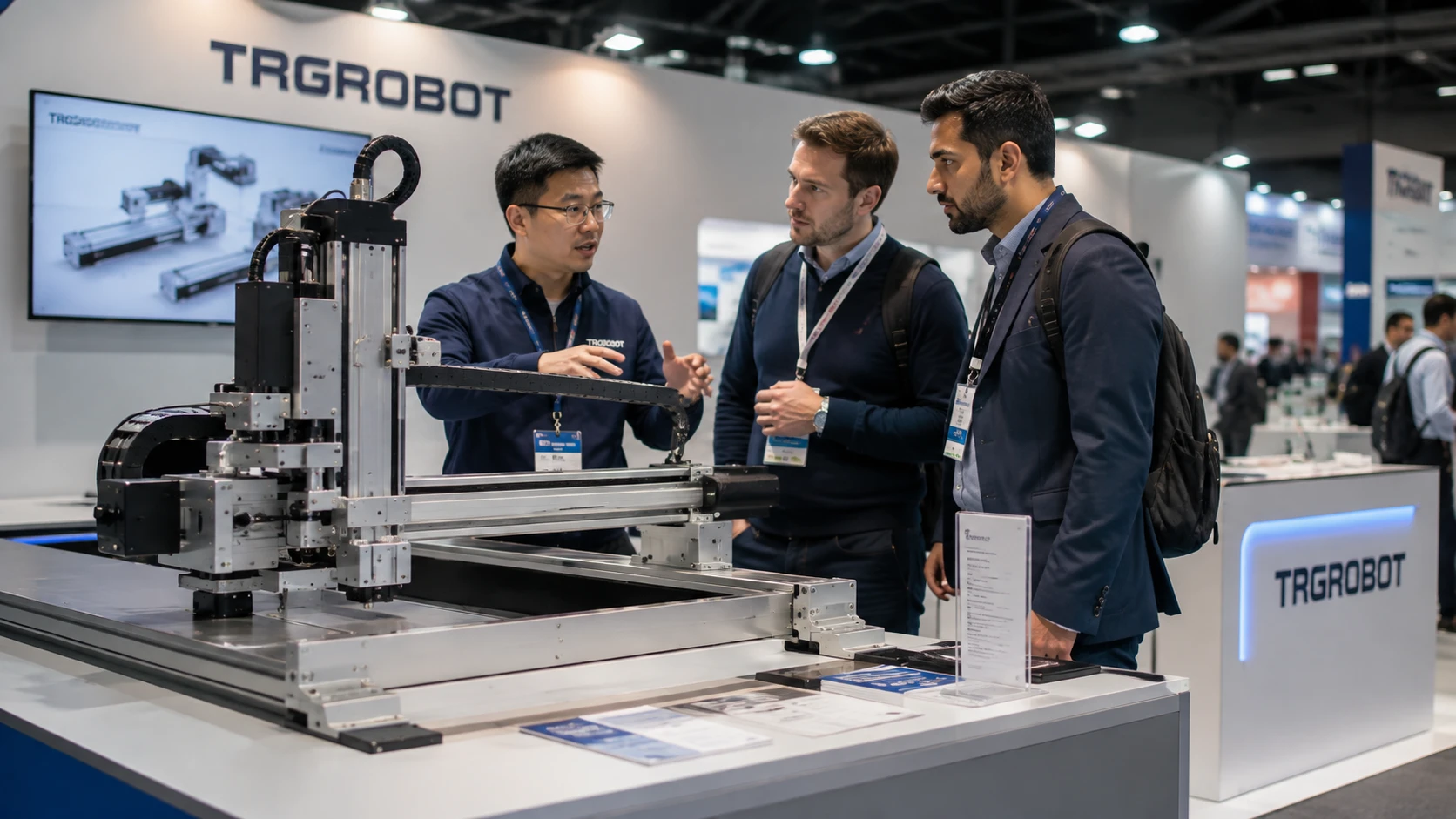 Trade show booth showing Cartesian robot samples