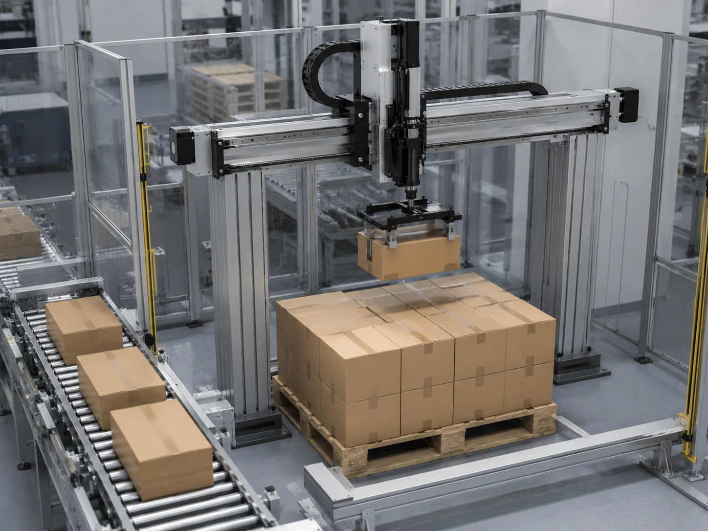Gantry Cartesian robot for packaging and palletizing